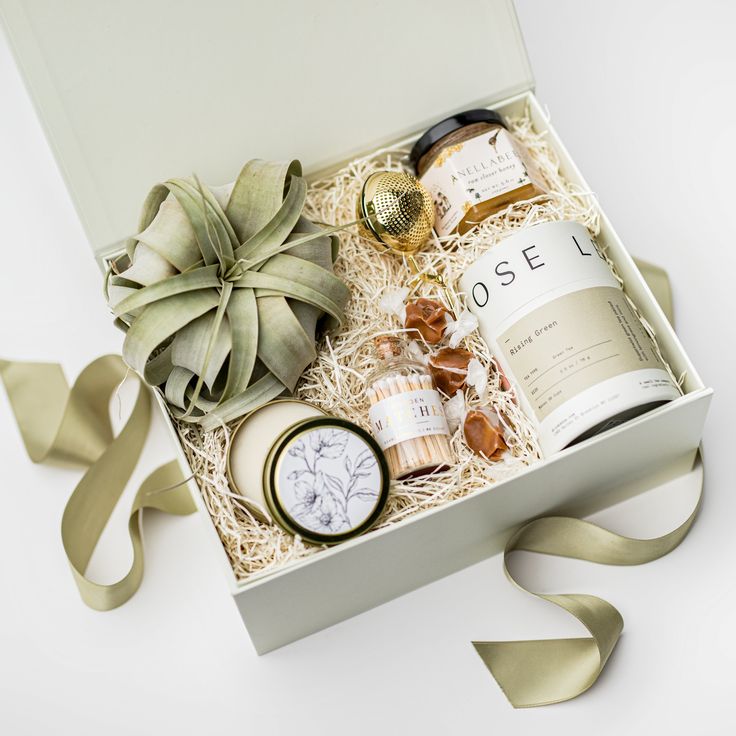 luxury gift box flat lay