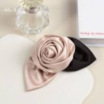 گیره سر فلزی فرانسوی طرح گل رز ساتن