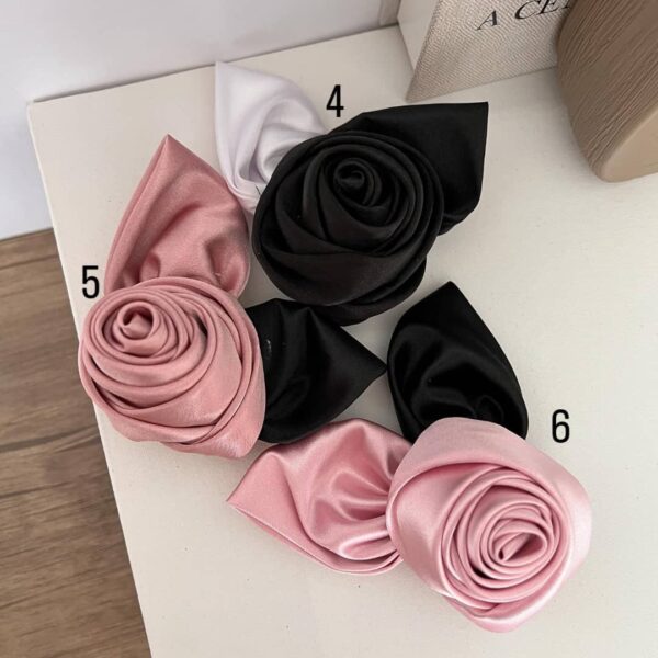 گیره سر فلزی فرانسوی طرح گل رز ساتن